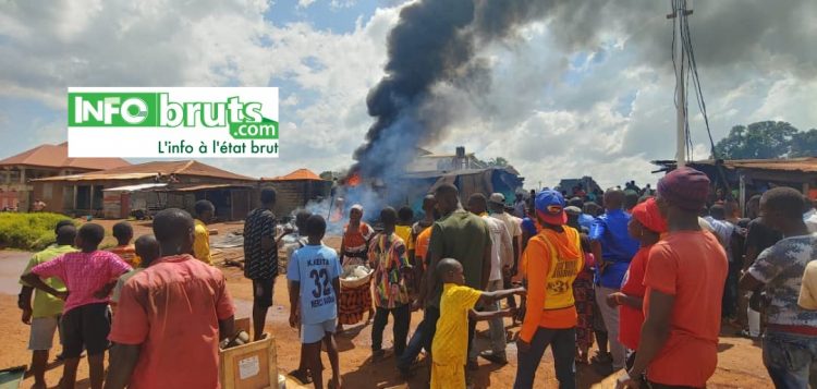 Incendie à Kouroussa : un blessé grave et plusieurs dégâts matériels enregistrés au marché noir du carburant.