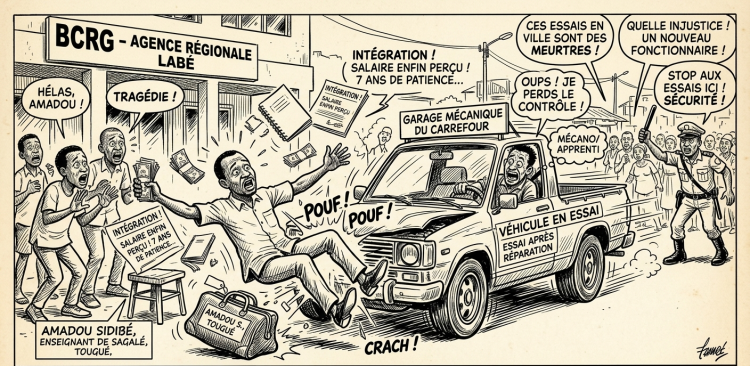 Labé : un enseignant meurt tragiquement percuté lors d’un essai de véhicule